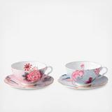 Cuckoo Teacup & Saucer, Set of 2