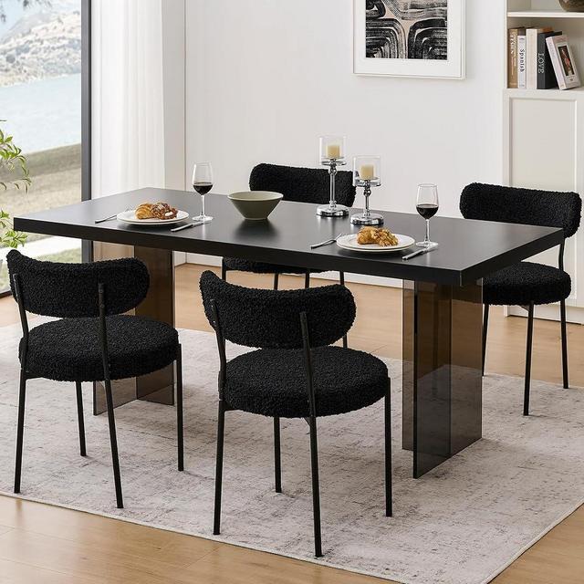 Coolazy Dining Chairs Set of 4 - Modern Black and White Kitchen & Dining Room Chairs - Comfortable Upholstered Dining Chair Set - Stylish Sillas de Comedor for Dining Room Decor (Black, Set of 4)