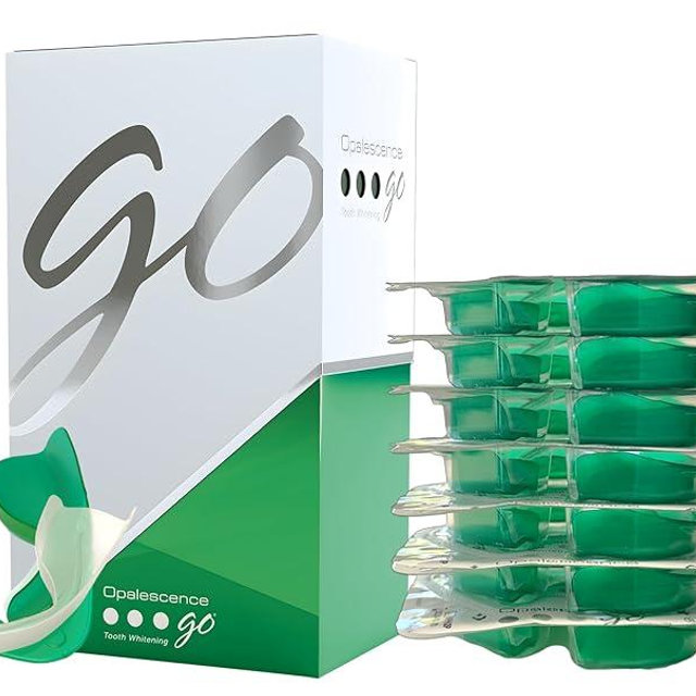 Opalescence GO 15 Whitening Bundle - (7 Treatments) Hydrogen Peroxide Prefilled Teeth Whitening Trays and Travel Original Whitening Toothpaste 1 Oz - Mint Flavor - 6238-1
