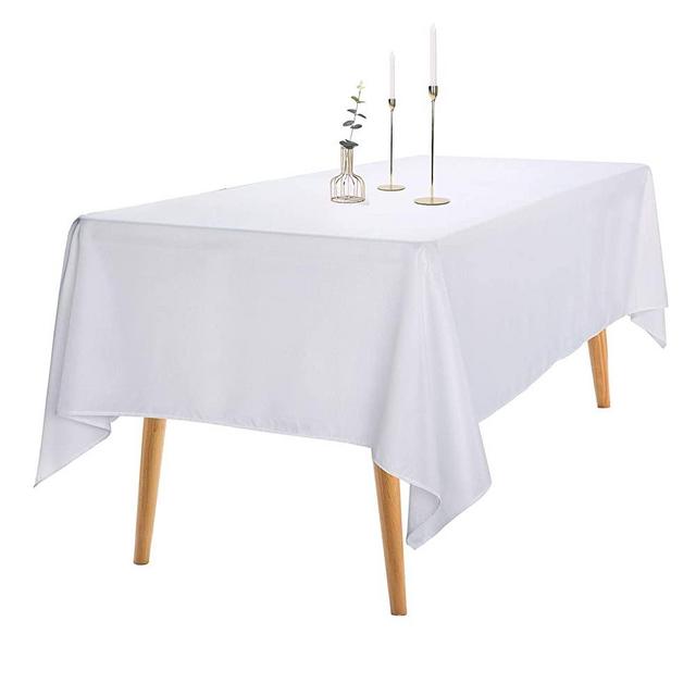 Ascoza 2pack 60x120 Inch White Rectangular Tablecloth in Polyester Fabric for Wedding/Banquet/Restaurant/Parties