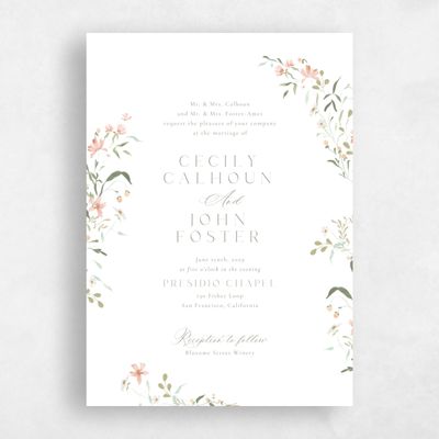 Dusty Peach, Orange Wedding Invitation - Tansy Classic