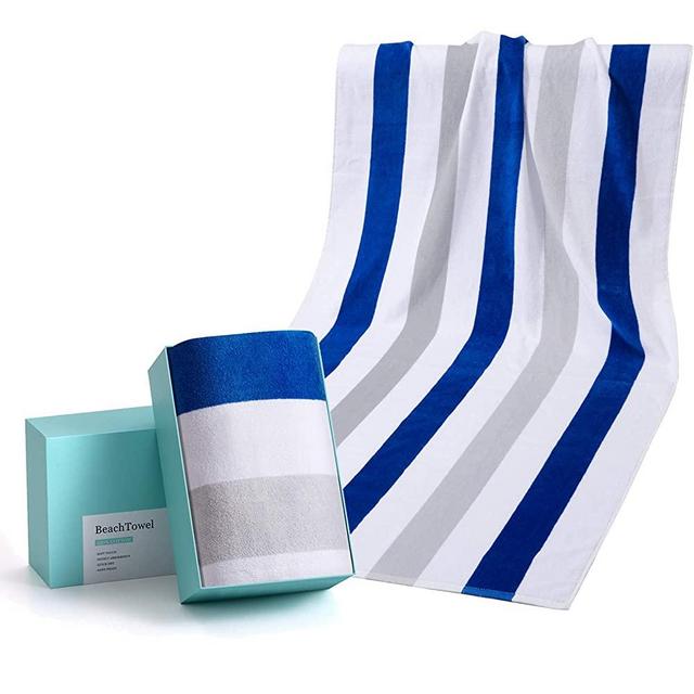 WIIKWEEK 100% Cotton Beach Towel Oversized with Colorful Stripes, Soft and Quick Dry Beach/Swim/Pool/Bath Towels (30" x 60")