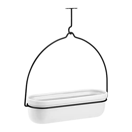 AmazonBasics Hanging Planter, Oval - White/Black