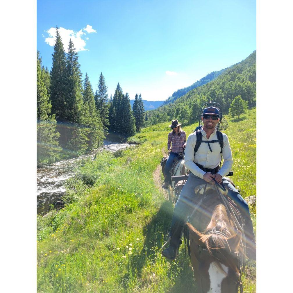 Horseback riding on the trip where we got engaged!