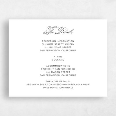 Black Classic Wedding Enclosure - Arthur Letterpress