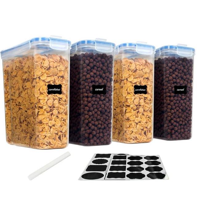 MANHONGYU 4 PCS Airtight Food Storage Container, Plastic Cereal Containers Set, BPA-Free (135.2oz/4L)