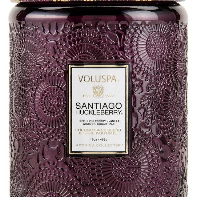 Japonica Santiago Huckleberry Large Embossed Glass Jar Candle