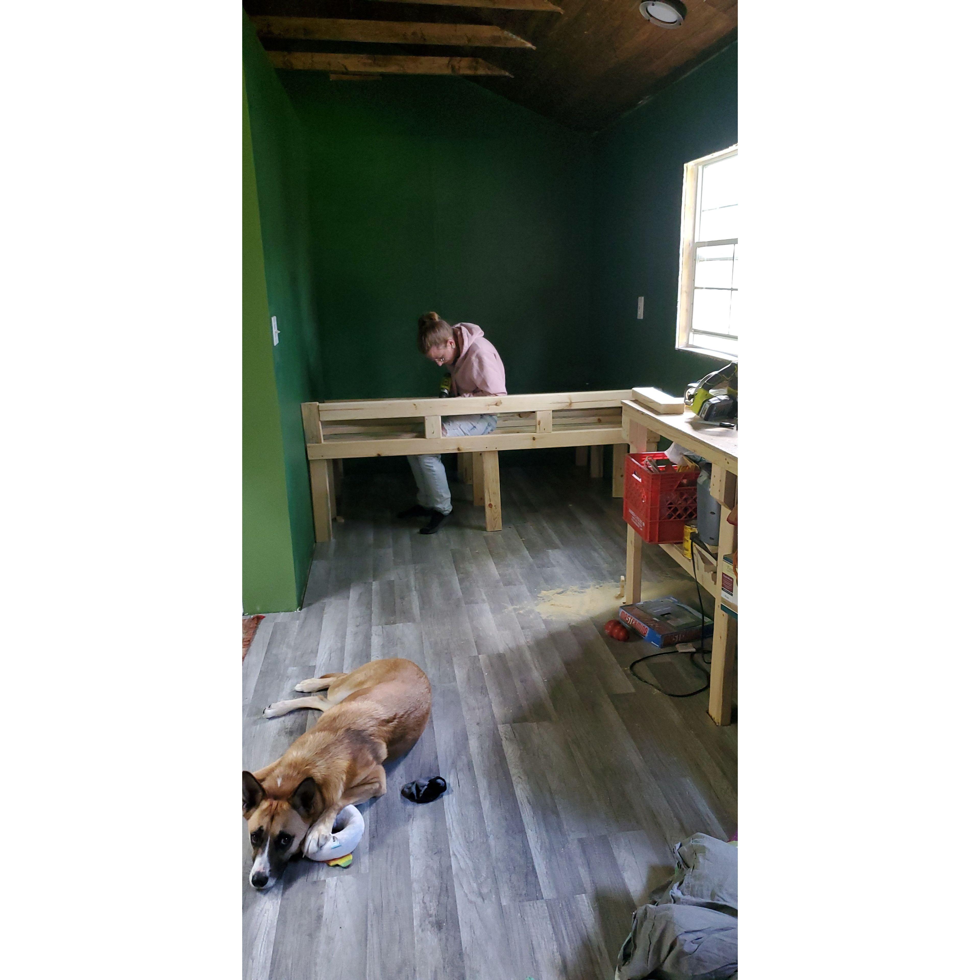 Building our bedframe in the shouse August 2022