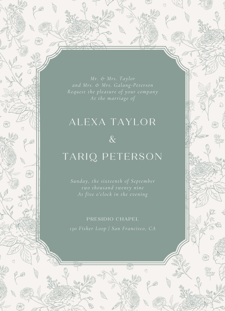 Kerenza Portrait | Dark Cobalt | Zola Wedding Invitations