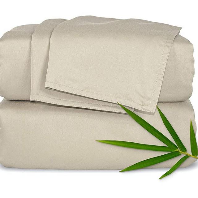 Pure Bamboo Sheets - King Size Bed Sheets 4pc Set - 100% Organic Bamboo - Incredibly Soft - Fits Up to 16" Mattress - 1 Fitted Sheet, 1 Flat Sheet, 2 Pillowcases (King, Sand)