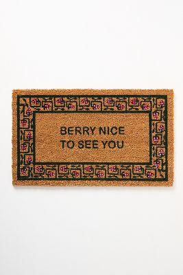 Strawberry Border Coir Printed Doormat