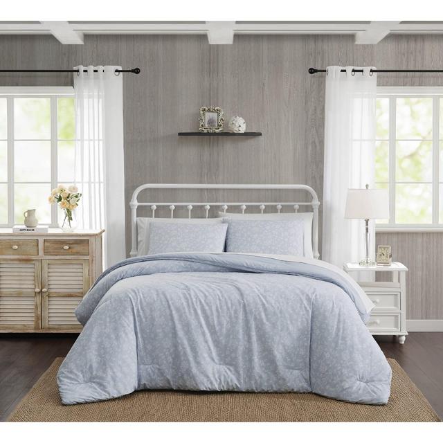 The Farmhouse 3pc Full/Queen By Rachel Ashwell Majesty Comforter Set White/Blue