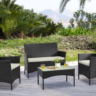 Imperia Steel Rattan 4-Piece Patio Conversation Set