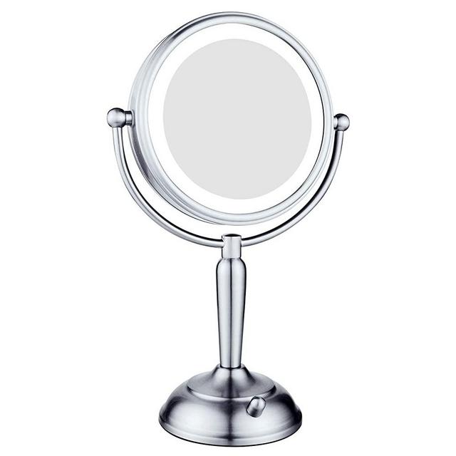 GURUN Lighted Makeup Mirror - 1x/5x Magnifying Mirror with Light, 8 Inch Lighted Vanity Mirror, LED Natural White Light, Double Sided with Stand, AC Adapter Or Battery Powered