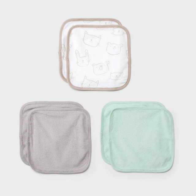 Baby 6pk Washcloth Set - Cloud Island™ Gray