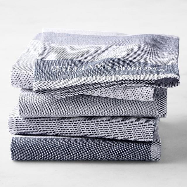 Williams Sonoma Logo Stripe Towels, Set of 4, Navy