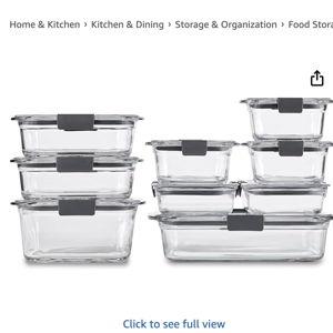 Rubbermaid Brilliance Glass Food Storage Containers, Assorted Sizes, Set of 9, BPA-Free, Leak-Proof, Clear