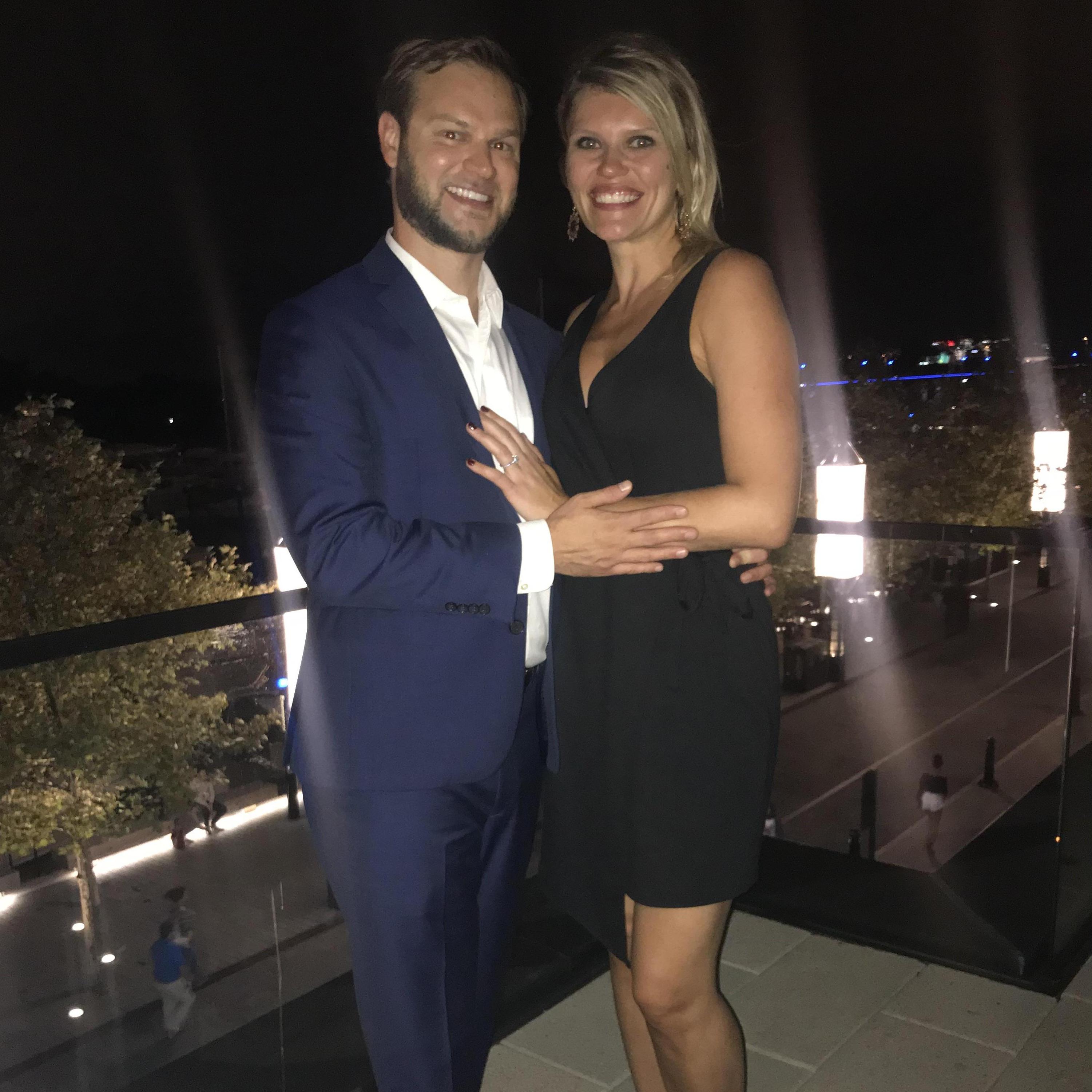 The first picture we took after the proposal :D September 14, 2018 by the water at the Wharf in DC.