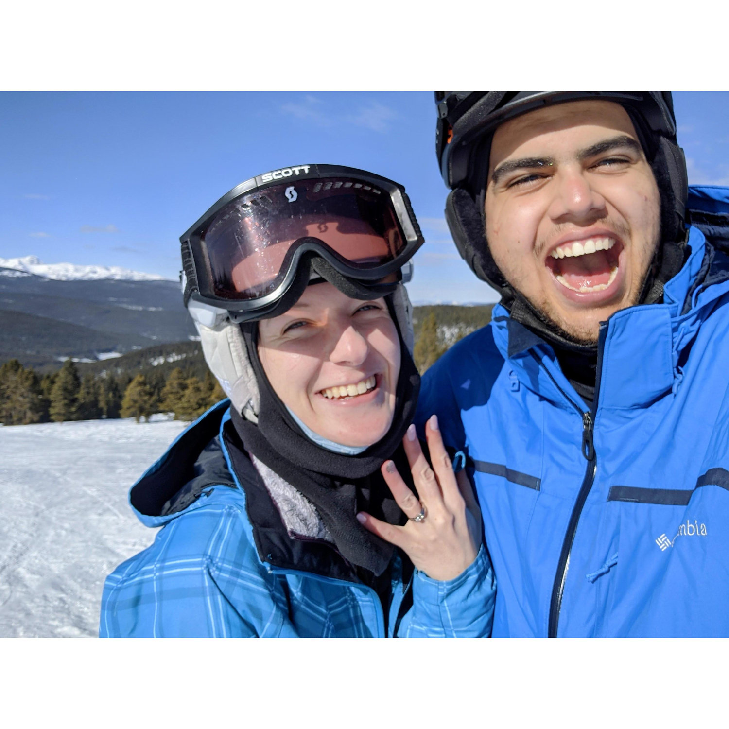 The very moment Zach popped the question! Stunning vista and a perfect day of skiing at Ski Cooper, January 9, 2021