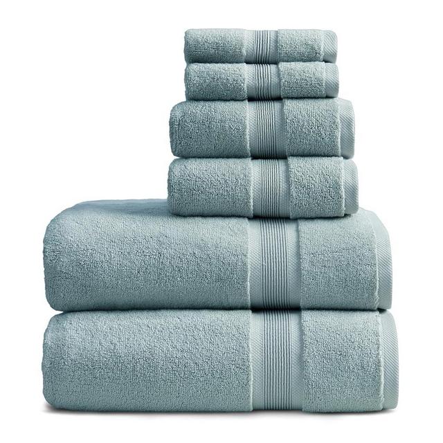 Springtree Home Luxury Bamboo Rayon Bath Towel Set 6 Piece Set | 35% Bamboo Rayon - 65% Cotton | Absorbent Quick-Dry Towels for Bathroom | Oeko-TEX Standard 100 Cotton | Aegean