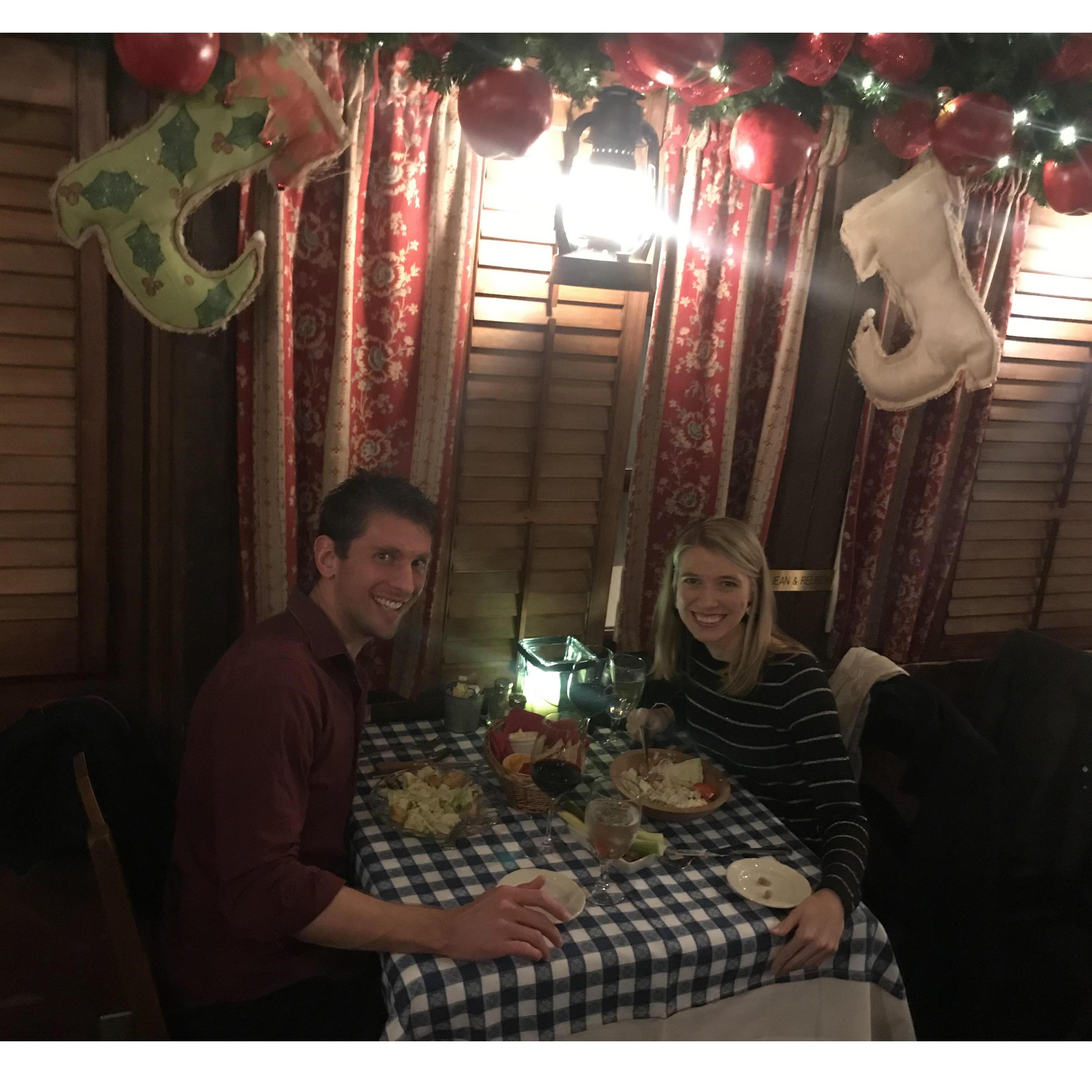 Our first Christmas together - dinner at the Angus Barn in Raleigh, NC