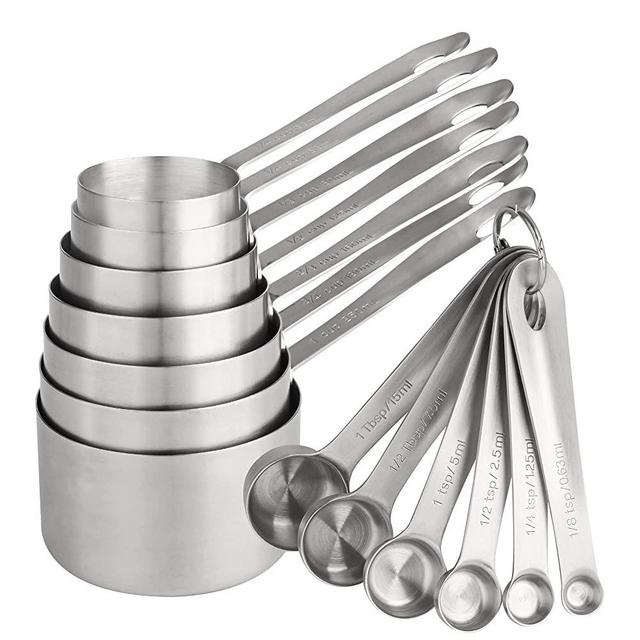 Smithcraft Measuring Cups and Spoons Set, 18/8 Stainless Steel Measuring Cups and Measurement Spoons, Kitchen 7 Measure Cups and 6 Measuring Spoons, Baking Measuring Set of 13