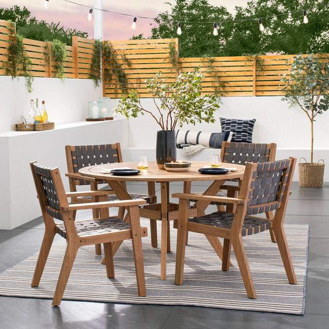 7' x 10' Outdoor Rug Reversible Stripe Tonal Gray/Indigo - Threshold Designed with Studio McGee™