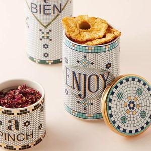 The Bistro Tile Stoneware Canister: Garden Edition