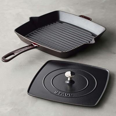 Staub Cast-Iron Grill Pan & Press, 12"