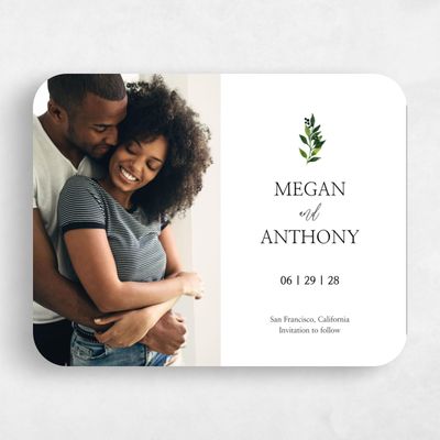 White Rounded Wedding Save the Date - Gingerwood Photo