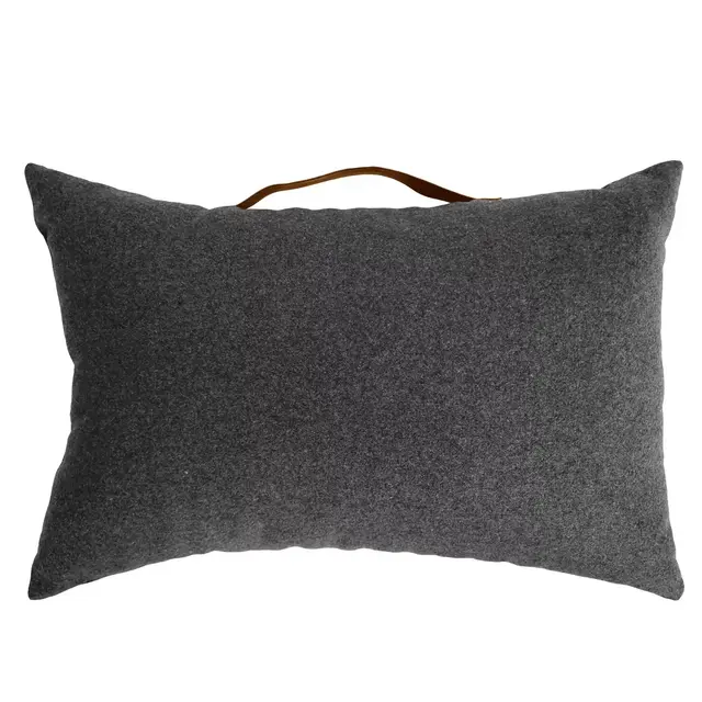 Simply Essential™ Felt Oblong Throw Pillow with Faux Leather Handle in Grey