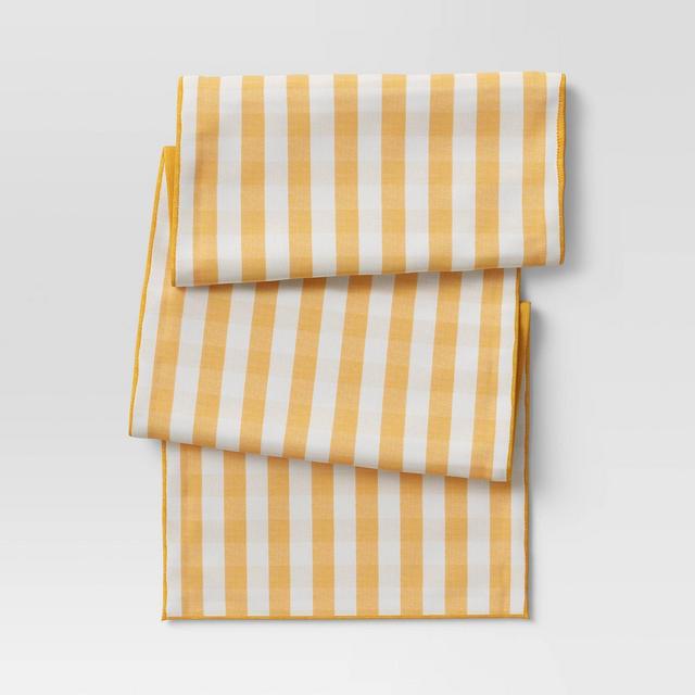 72" x 14" Cotton Gingham Check Table Runner Yellow - Threshold™