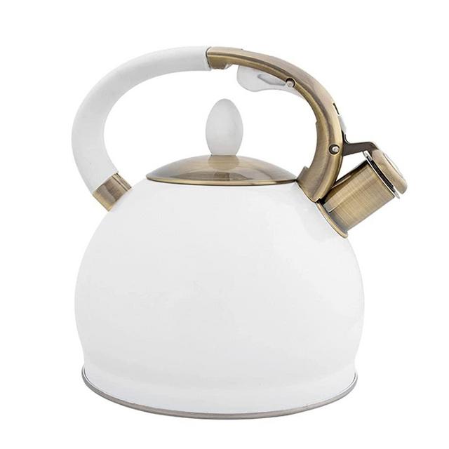 ZCFGUOI Whistling Tea Kettle Stainless Steel, 3.5-Liter Teakettle for Stovetop Induction Stove Tops, Thickened Flat Bottom Stainless Steel Mingyin Kettle, White(210518QJ08-1-10449-1649488251)