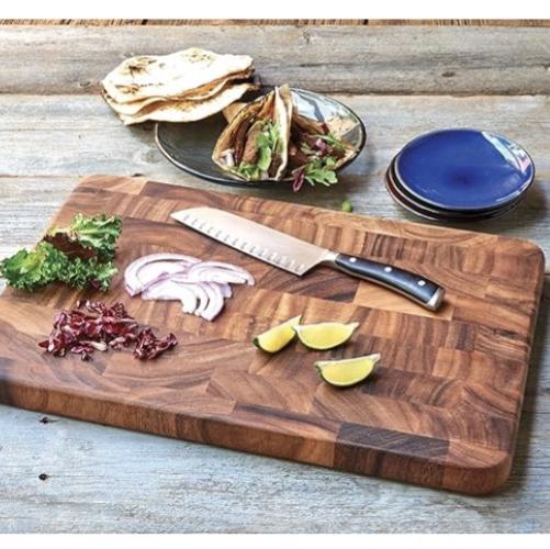 Ironwood Gourmet Large End Grain Prep Station Acacia Wood Cutting Board, 14 x 20-Inch, Brown