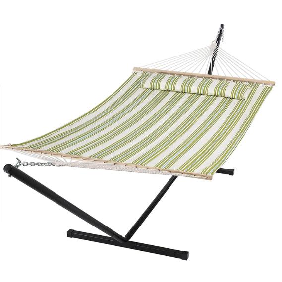 Suncreat- Large Double Quilted Fabric Hammock with Stand