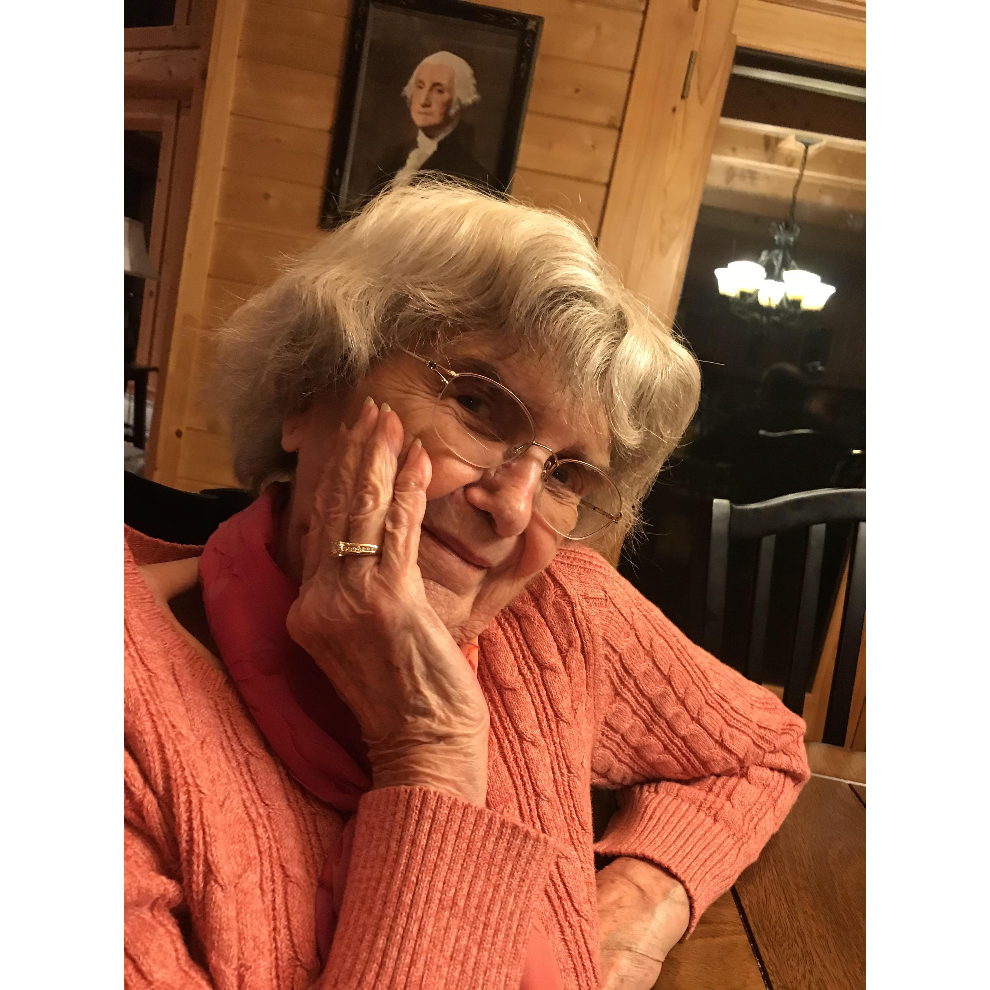 Flower Girl Grandma Sheirer trying on Sabrina's engagement ring
January 2018