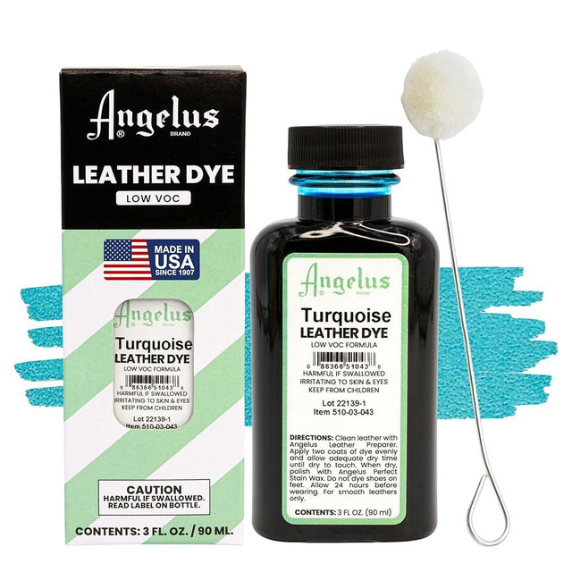 Angelus Leather Dye - Flexible Leather Dye for Shoes, Boots, Bags, Crafts, Furniture, & More 3oz, Dauber Included (Turquoise)