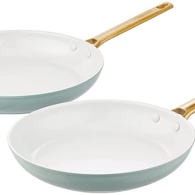 GreenPan Padova Hard Anodized Healthy Ceramic Nonstick, 10" and 12" Frying Pan Skillet Set, Smokey Blue