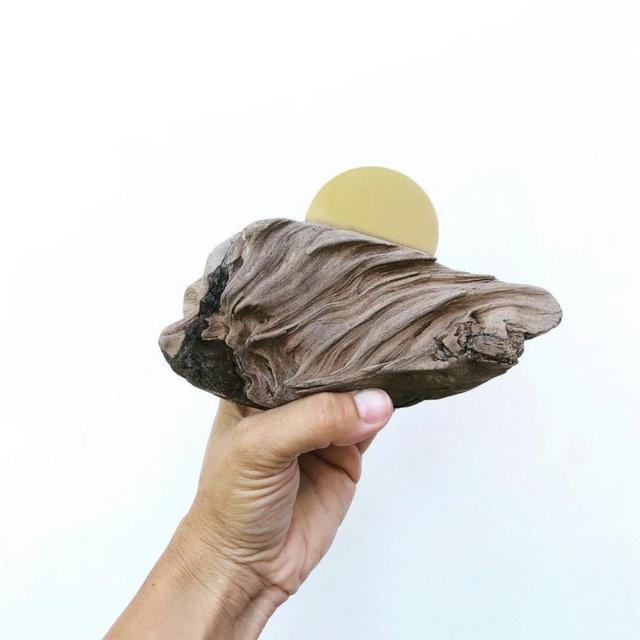 Mini driftwood and brass wall sculpture