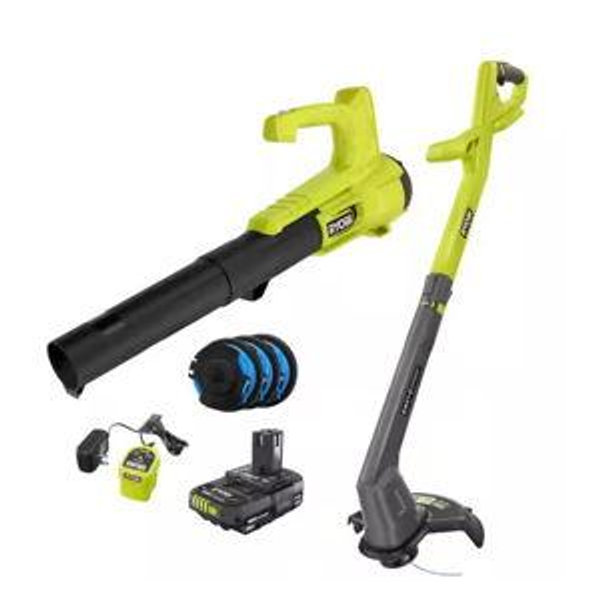 ONE+ 18V Cordless String Trimmer/Edger and Blower/Sweeper Combo Kit & 3 Pack. 065 Line w/ 2.0 Ah Battery & Charger