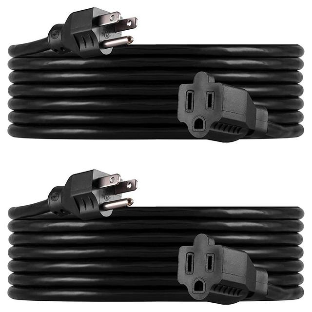 UltraPro, Black, GE 15 ft Extension 2 Pack, Heavy Duty, Double Insulated Cord, Indoor/Outdoor, UL Listed, 46865