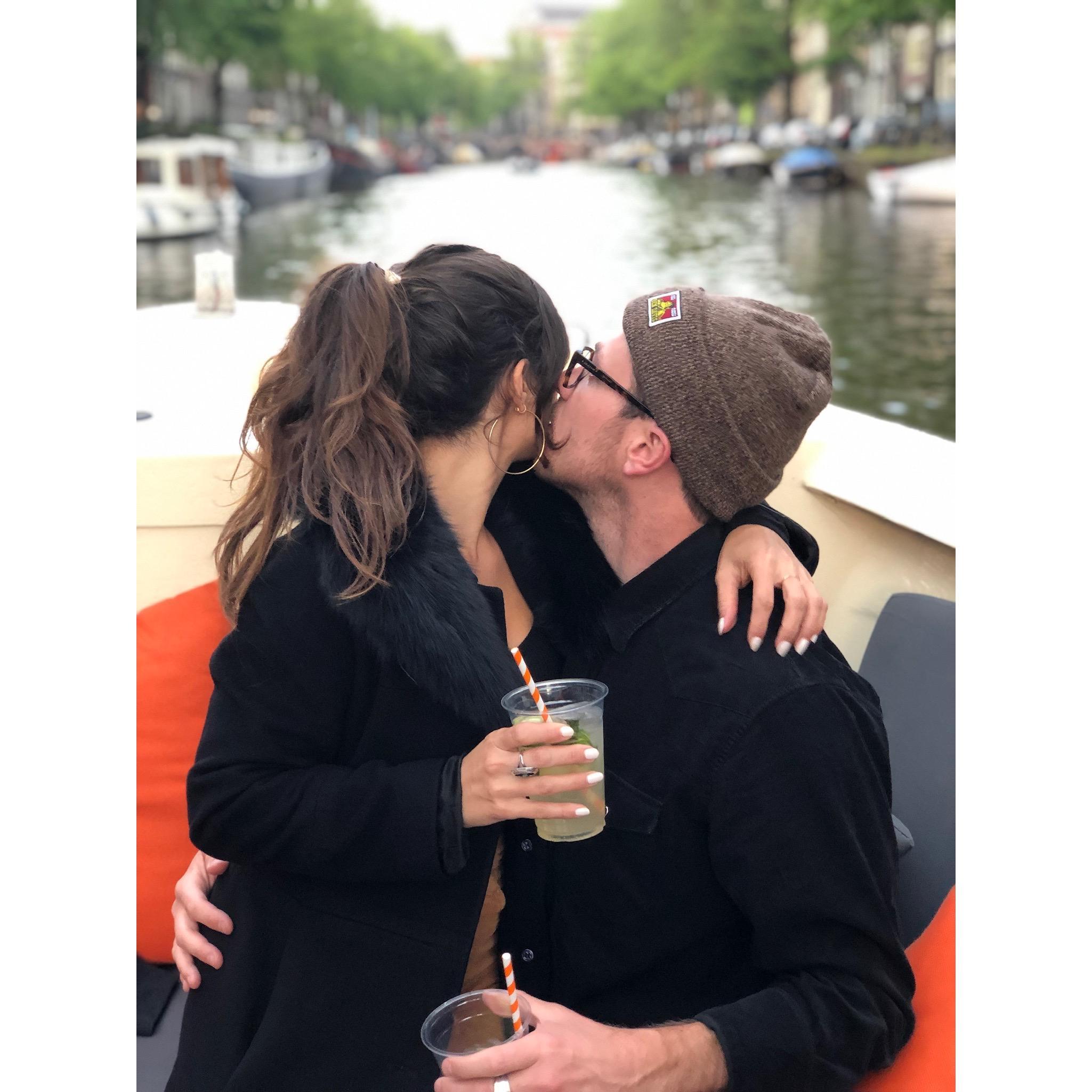 Cheesin' on a boat in Amsterdam, our new favorite place.