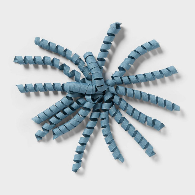 7" Fabric Curl Swirl Gift Bow Light Blue/White - Spritz™