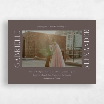 Dark Taupe, Brown Wedding Invitation - Chaplin Landscape
