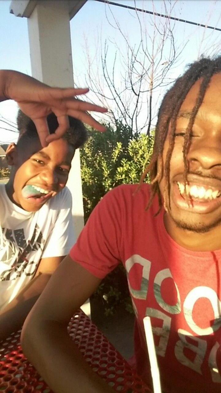 Jordan and Jamarrien take a silly picture at the snow cone shop