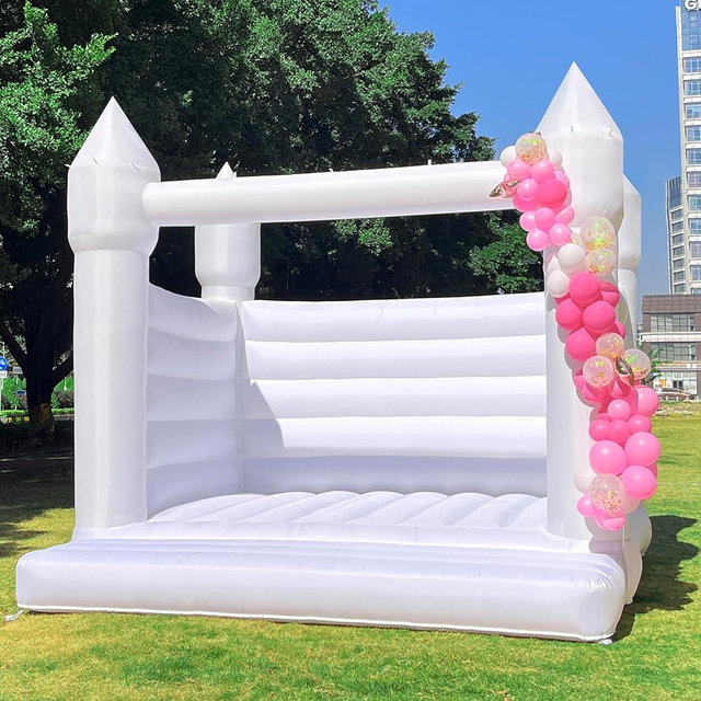 White Bounce House, Oxford Fabric Bounce House for Kids,Castle with Blower,Perfect for Kids, Family, Wedding (13x13x12FT, Weddings)