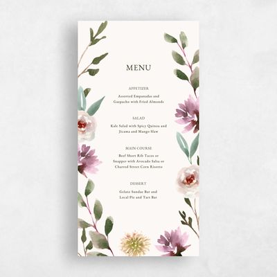 Beige Greenery Wedding Menu - Windsong