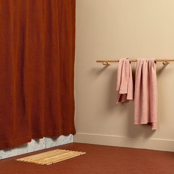 TERRA COTTA - SIMPLE WAFFLE SHOWER CURTAIN