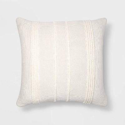 Oversize Square Textured Woven Striped Throw Pillow Cream - Threshold™