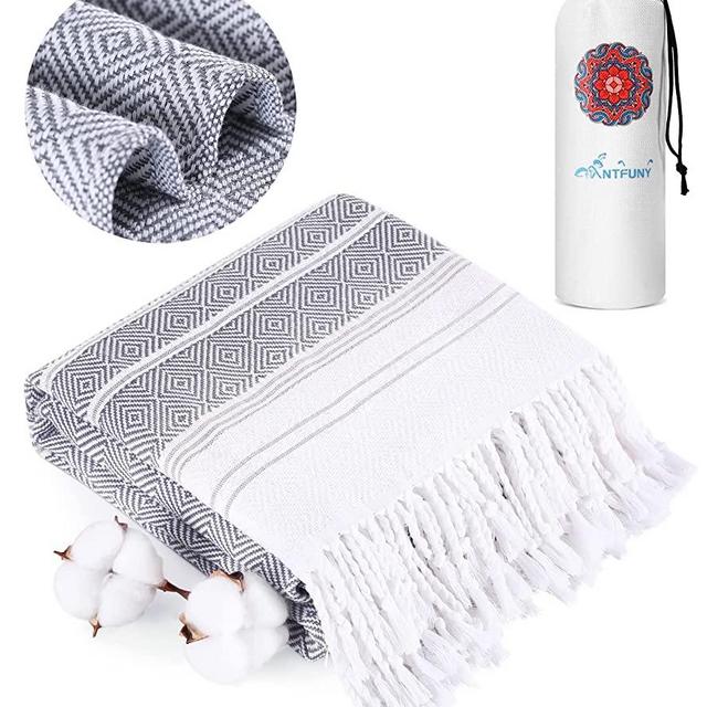 Cotton Turkish Beach Towels Quick Dry Sand Free Oversized Bath Pool Swim Towel Extra Large Xl Big Adult Travel Essentials Cruise Accessories Must Haves Clearance Vacation Stuff Necessities Gray